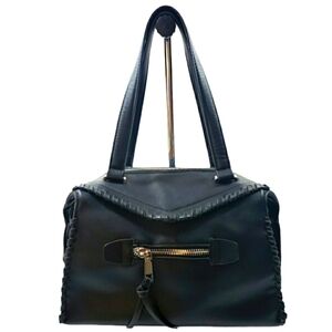 BCBGeneration "Aubry Satchel" Black/Silver Faux Leather Purse.